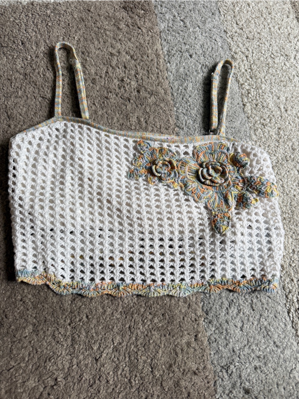 Abercrombie & Fitch White Pride Crochet Floral XS Tank Top Bralette